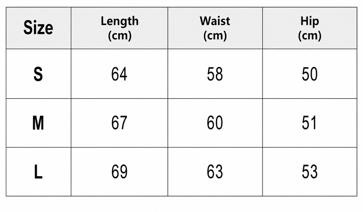 Sizing chart
