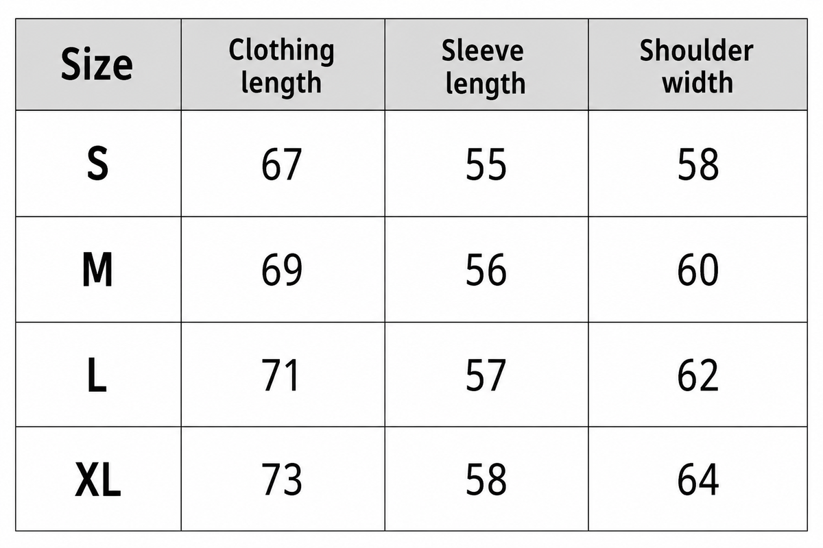 Sizing chart
