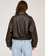 Retro Leather Jacket for Women – Belted Zip Up Vintage Retro Streetwear Jacket