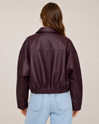 Retro Leather Jacket for Women – Belted Zip Up Vintage Retro Streetwear Jacket