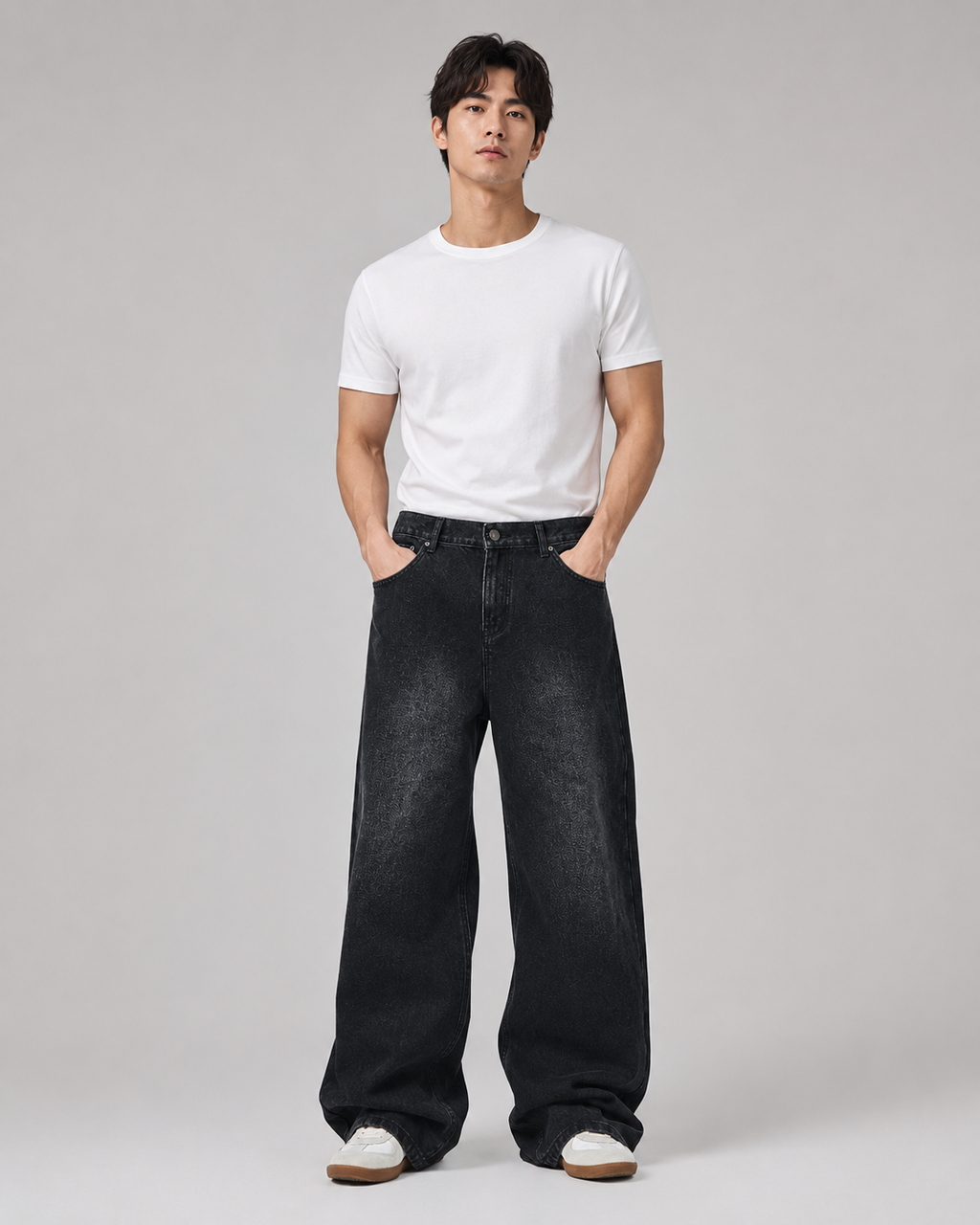 Men's Classic Wide Leg Denim Jeans – Relaxed Fit Baggy Casual Everyday Cotton Jeans