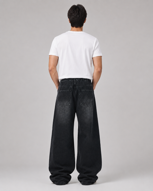 Men's Classic Wide Leg Denim Jeans – Relaxed Fit Baggy Casual Everyday Cotton Jeans