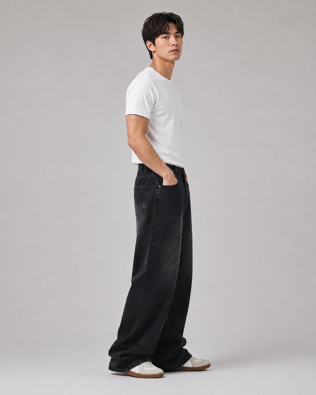 Men's Classic Wide Leg Denim Jeans – Relaxed Fit Baggy Casual Everyday Cotton Jeans