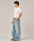 Men's Vintage Washed Wide Leg Denim Jeans – Straight Leg Relaxed Fit Baggy Casual Everyday Jeans