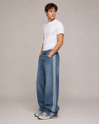 Men's Striped Loose Fit Wide Leg Denim Jeans – Baggy Relaxed Fit Casual Streetwear Skate Jeans