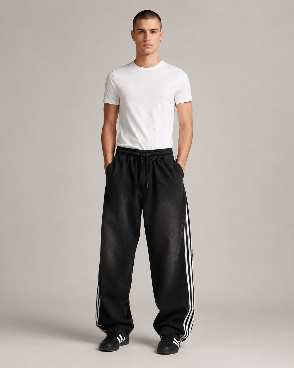 Men's Striped Loose Fit Wide Leg Denim Jeans – Baggy Relaxed Fit Casual Streetwear Skate Jeans