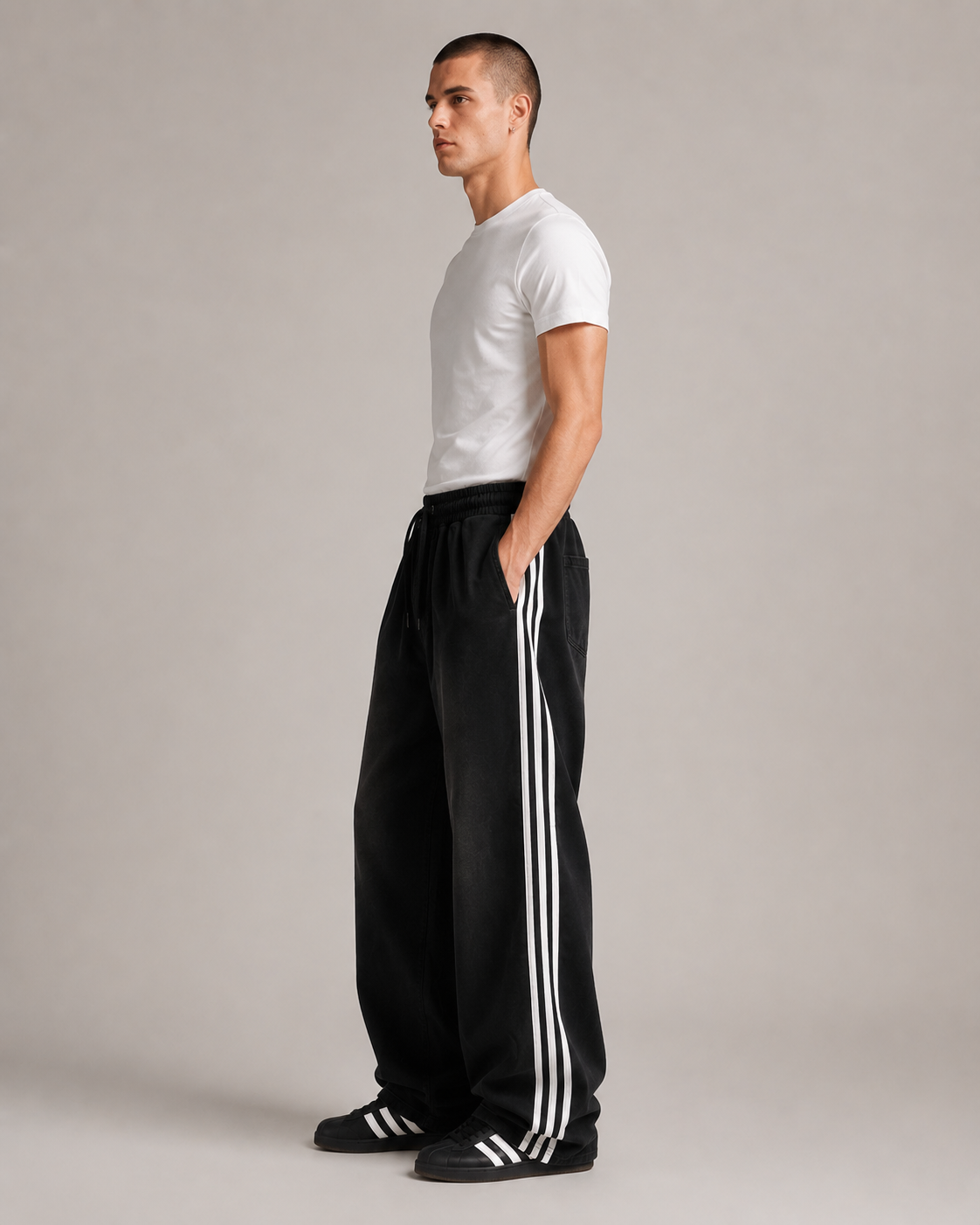 Men's Striped Loose Fit Wide Leg Denim Jeans – Baggy Relaxed Fit Casual Streetwear Skate Jeans
