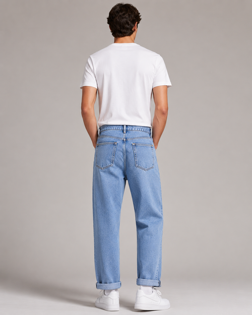 Men's Classic Straight Leg Ankle Denim Jeans – Relaxed Fit Cropped Casual Everyday Jeans