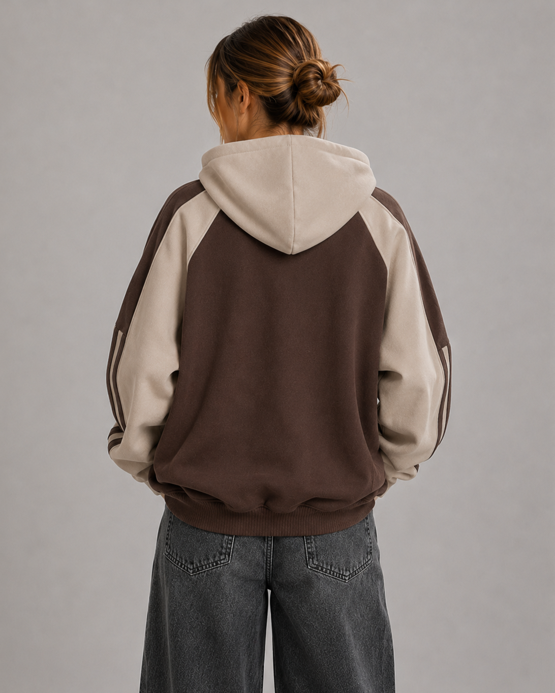 Women's Oversized Zip Up Hoodie – Color Block Fleece Hooded Sweatshirt Casual Streetwear Jacket