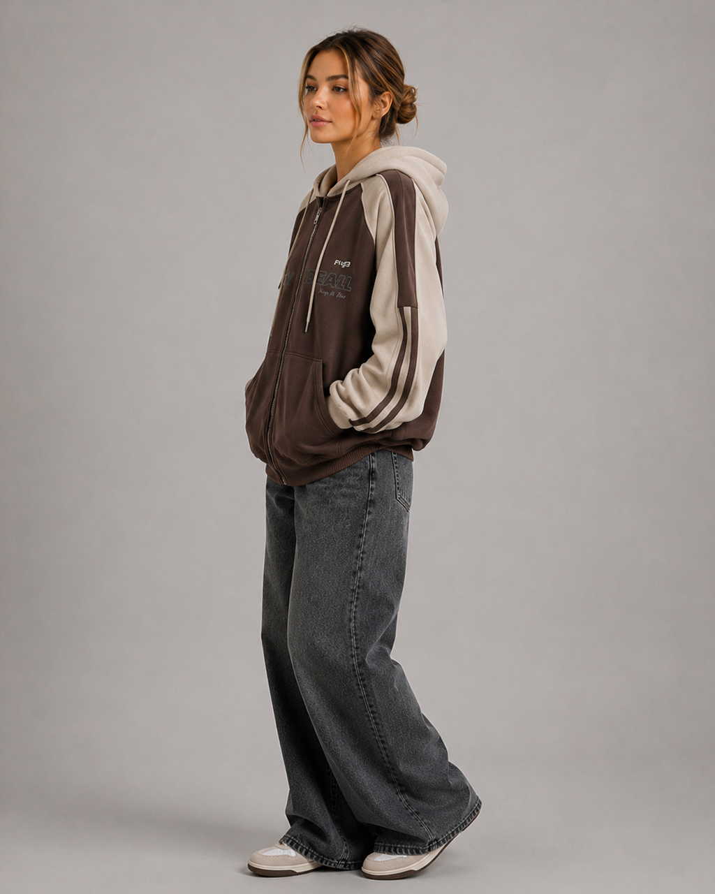 Women's Oversized Zip Up Hoodie – Color Block Fleece Hooded Sweatshirt Casual Streetwear Jacket