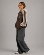 Women's Oversized Zip Up Hoodie – Color Block Fleece Hooded Sweatshirt Casual Streetwear Jacket