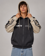 Men's Oversized Zip Up Hoodie – Color Block Hooded Sweatshirt Loose Fit Casual Streetwear Jacket