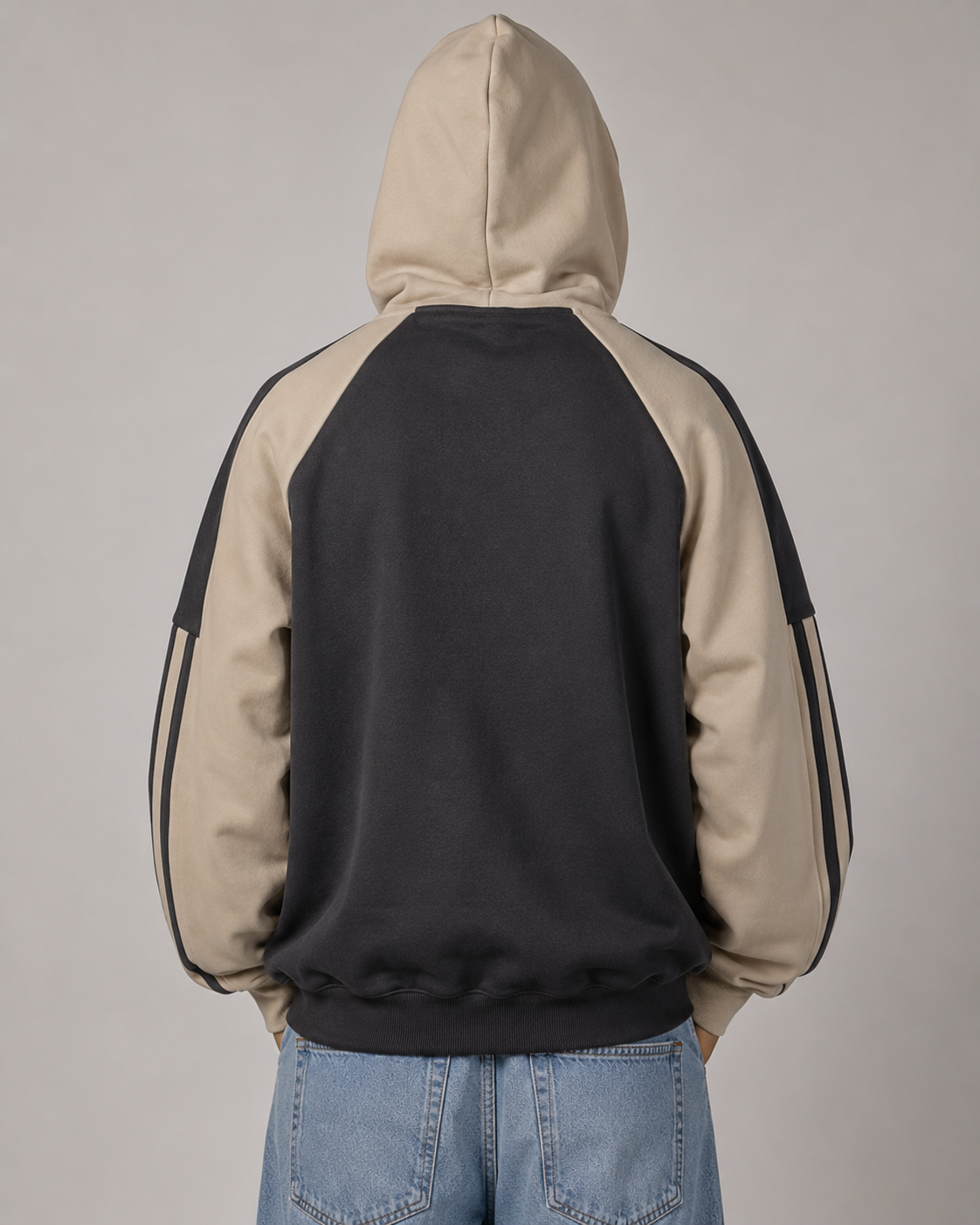 Men's Oversized Zip Up Hoodie – Color Block Hooded Sweatshirt Loose Fit Casual Streetwear Jacket