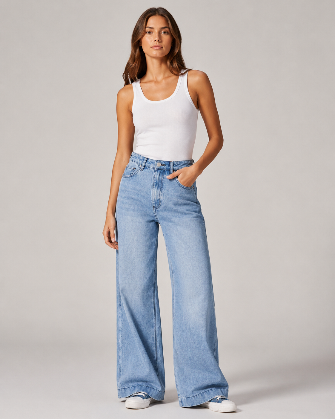 Women's High Waist Wide Leg Denim Jeans – Relaxed Fit Full Length Casual Everyday Fashion Jeans
