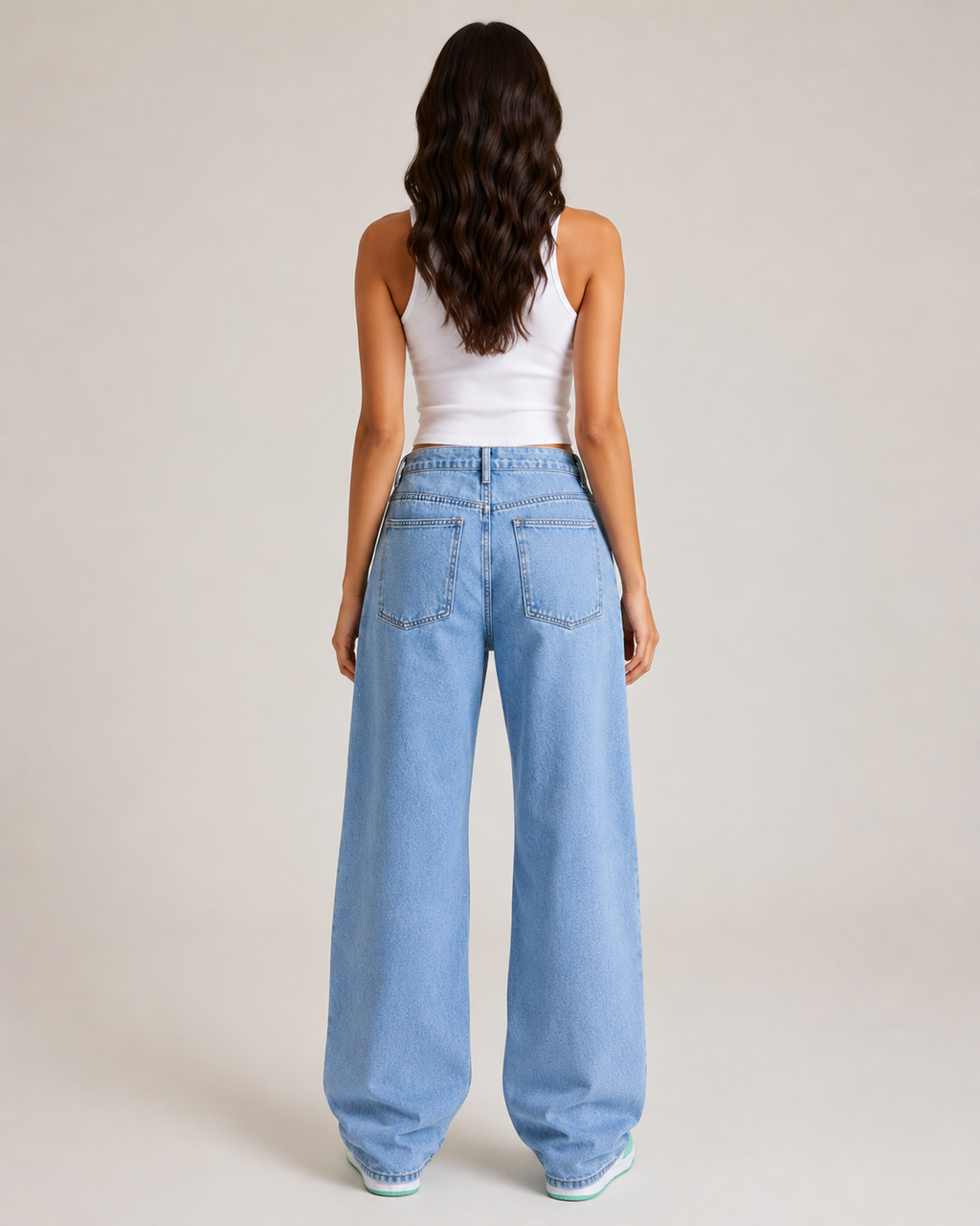 Women's Low Rise Wide Leg Denim Jeans – Relaxed Fit Vintage Wash Baggy Casual Streetwear Jeans