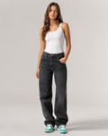 Women's Low Rise Wide Leg Denim Jeans – Relaxed Fit Vintage Wash Baggy Casual Streetwear Jeans