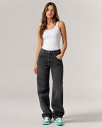 Women's Low Rise Wide Leg Denim Jeans – Relaxed Fit Vintage Wash Baggy Casual Streetwear Jeans