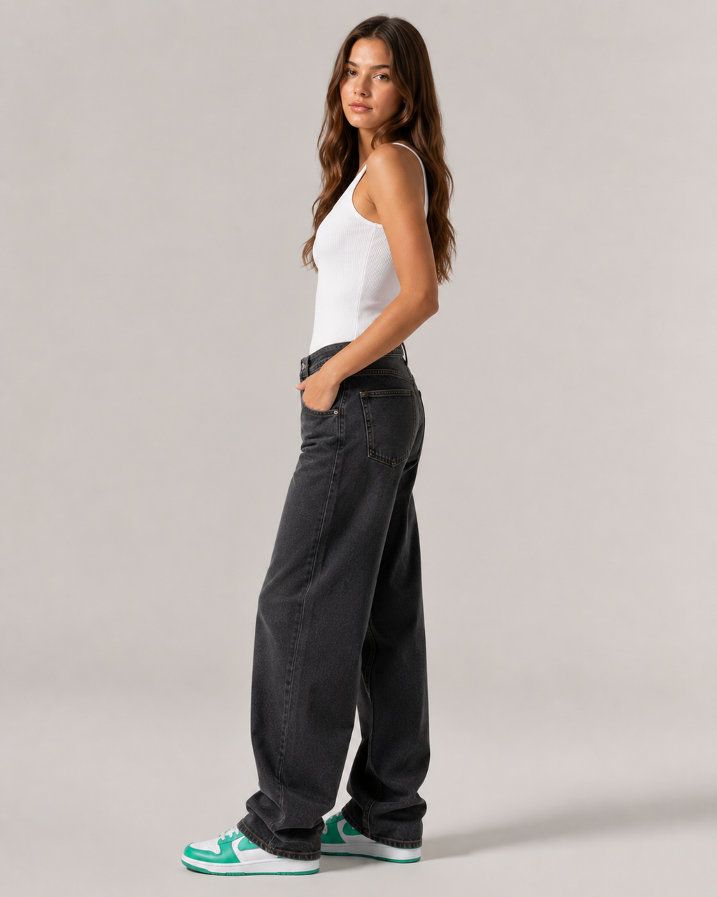 Women's Low Rise Wide Leg Denim Jeans – Relaxed Fit Vintage Wash Baggy Casual Streetwear Jeans