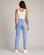 Women's High Waist Ripped Straight Leg Denim Jeans – Distressed Relaxed Fit Casual Everyday Jeans