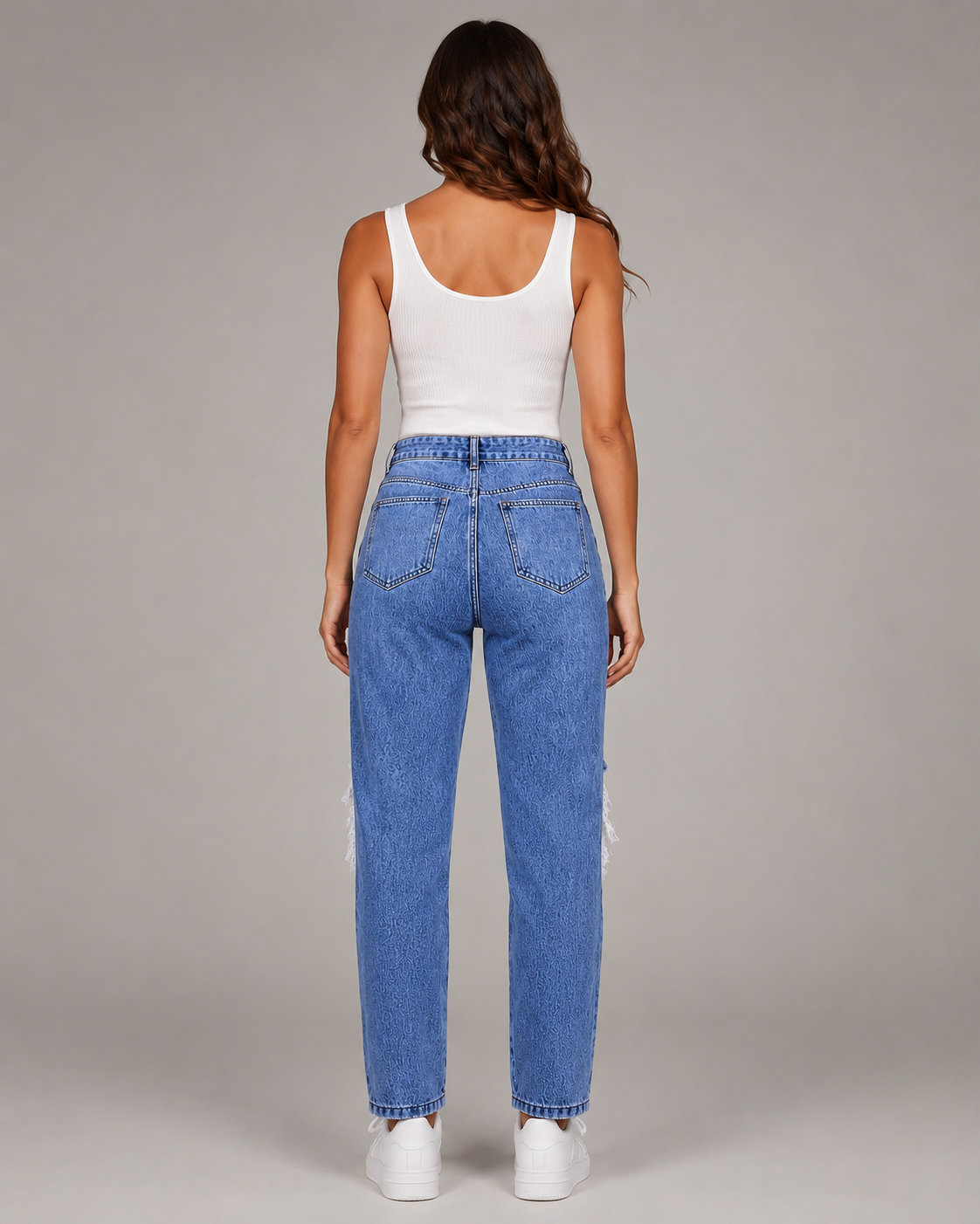 Women's High Waist Ripped Straight Leg Denim Jeans – Distressed Relaxed Fit Casual Everyday Jeans