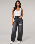 Women's High Waist Ripped Wide Leg Denim Jeans – Relaxed Fit Distressed Baggy Casual Streetwear Jeans