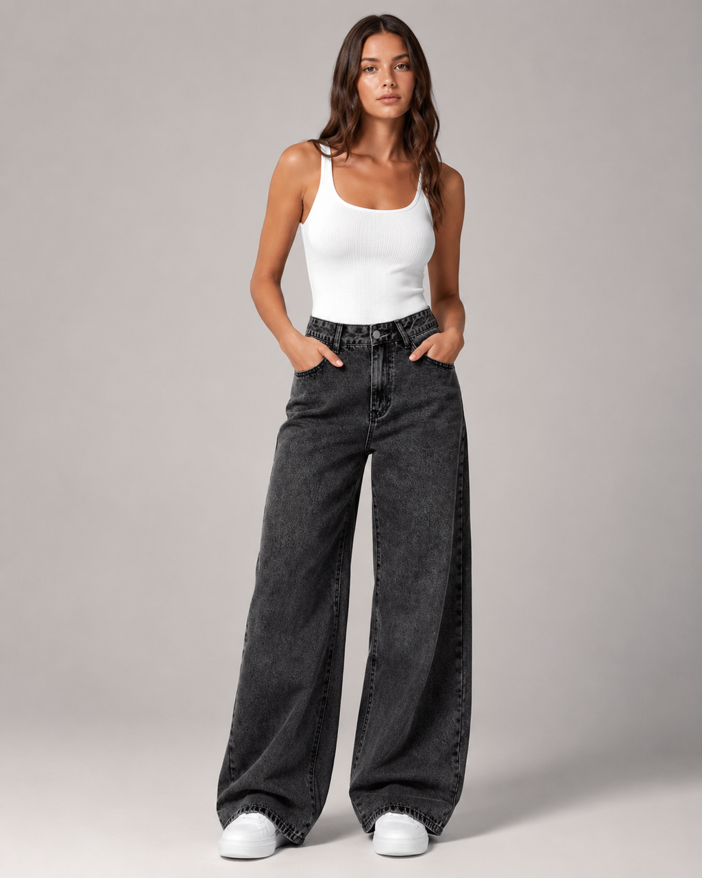 Women's High Waist Wide Leg Denim Jeans – Relaxed Fit Full Length Casual Everyday Baggy Jeans