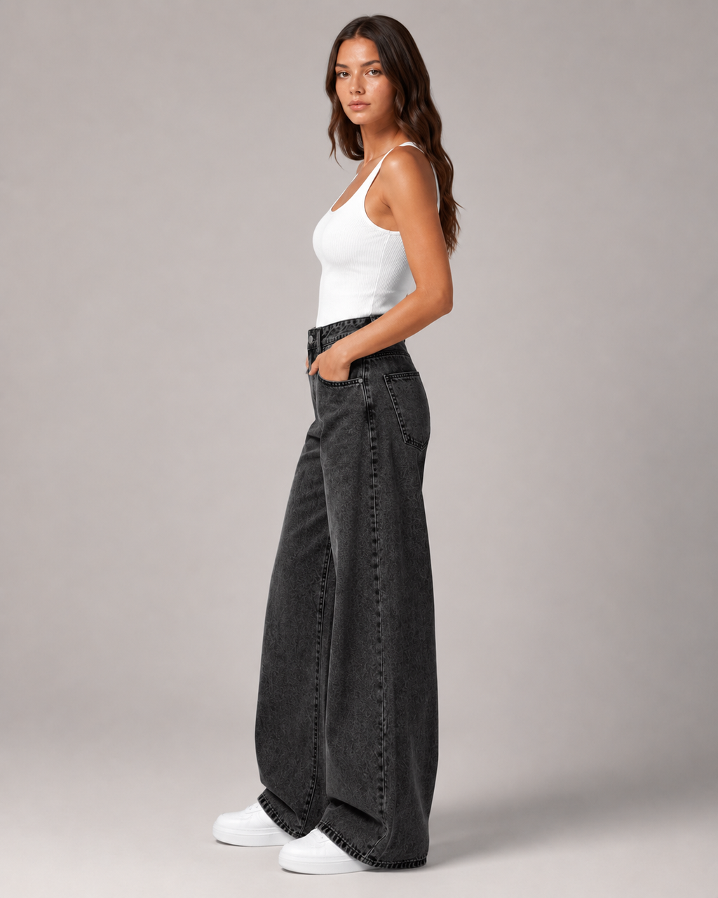 Women's High Waist Wide Leg Denim Jeans – Relaxed Fit Full Length Casual Everyday Baggy Jeans