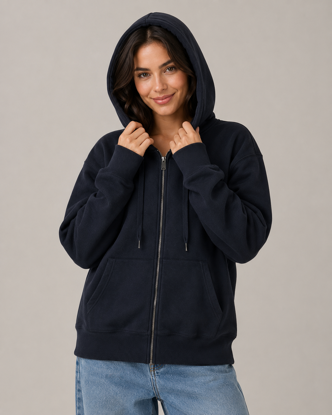 Women's Fleece Lined Oversized Zip Up Hoodie – Hooded Sweatshirt Casual Jacket