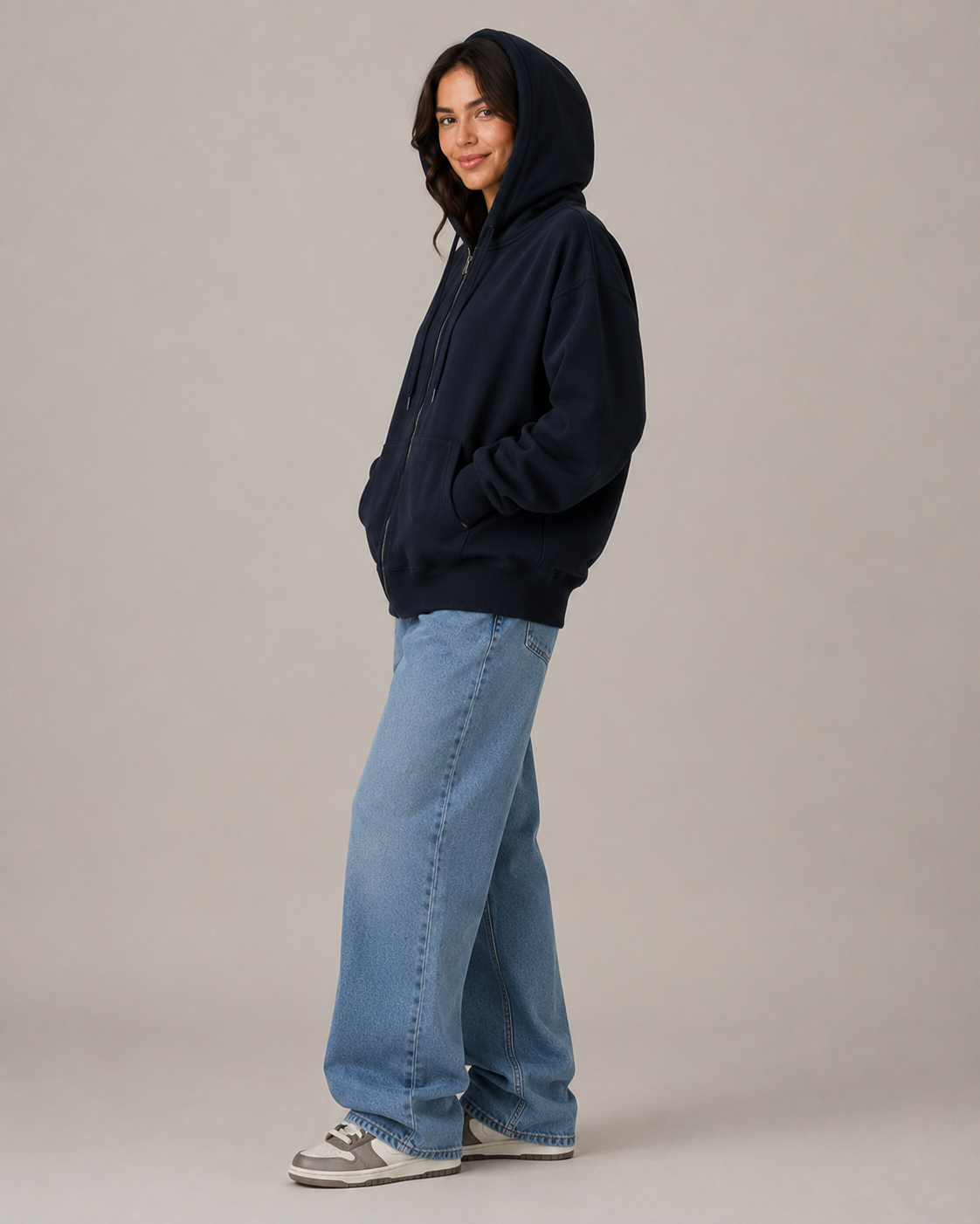 Women's Fleece Lined Oversized Zip Up Hoodie – Hooded Sweatshirt Casual Jacket