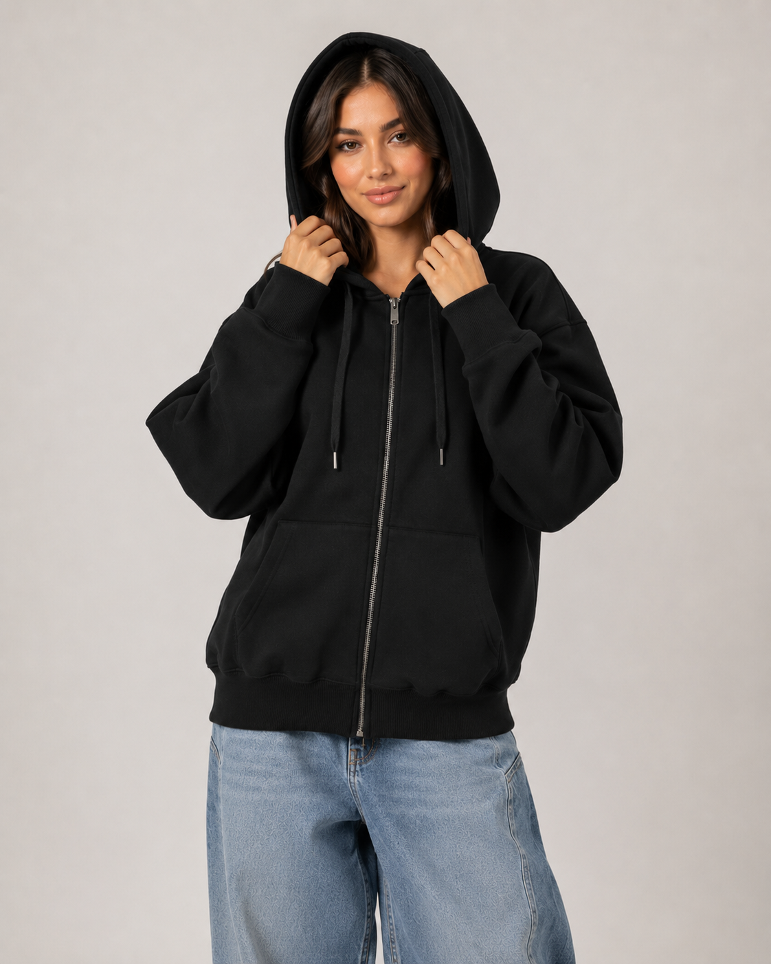 Women's Fleece Lined Oversized Zip Up Hoodie – Hooded Sweatshirt Casual Jacket
