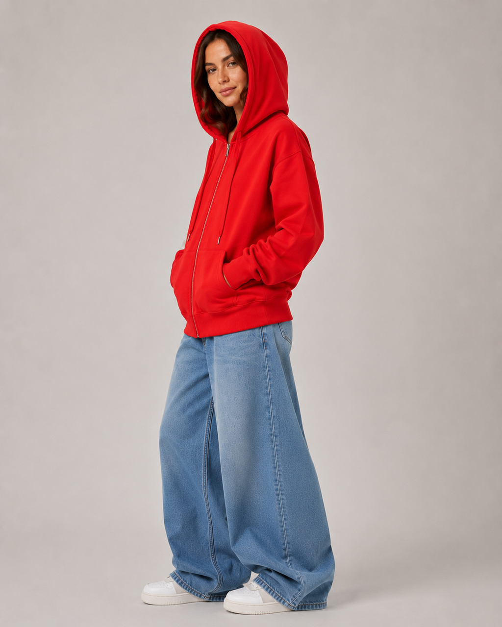 Women's Fleece Lined Oversized Zip Up Hoodie – Hooded Sweatshirt Casual Jacket