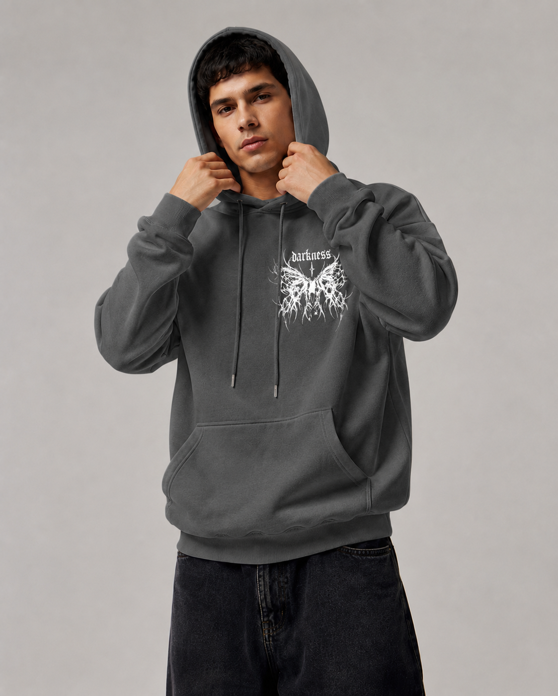 Men's Gothic Graphic Hoodie – Oversized Harajuku Hooded Sweatshirt Streetwear Pullover Hoodie