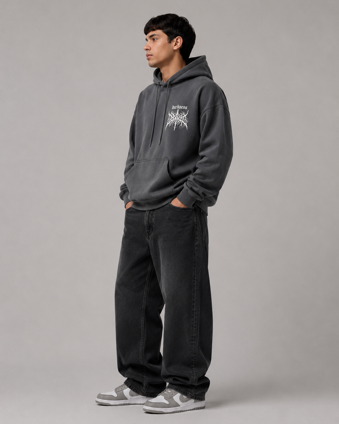 Men's Gothic Graphic Hoodie – Oversized Harajuku Hooded Sweatshirt Streetwear Pullover Hoodie