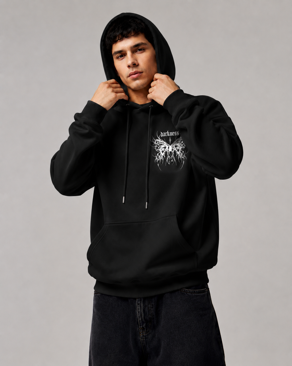 Men's Gothic Graphic Hoodie – Oversized Harajuku Hooded Sweatshirt Streetwear Pullover Hoodie