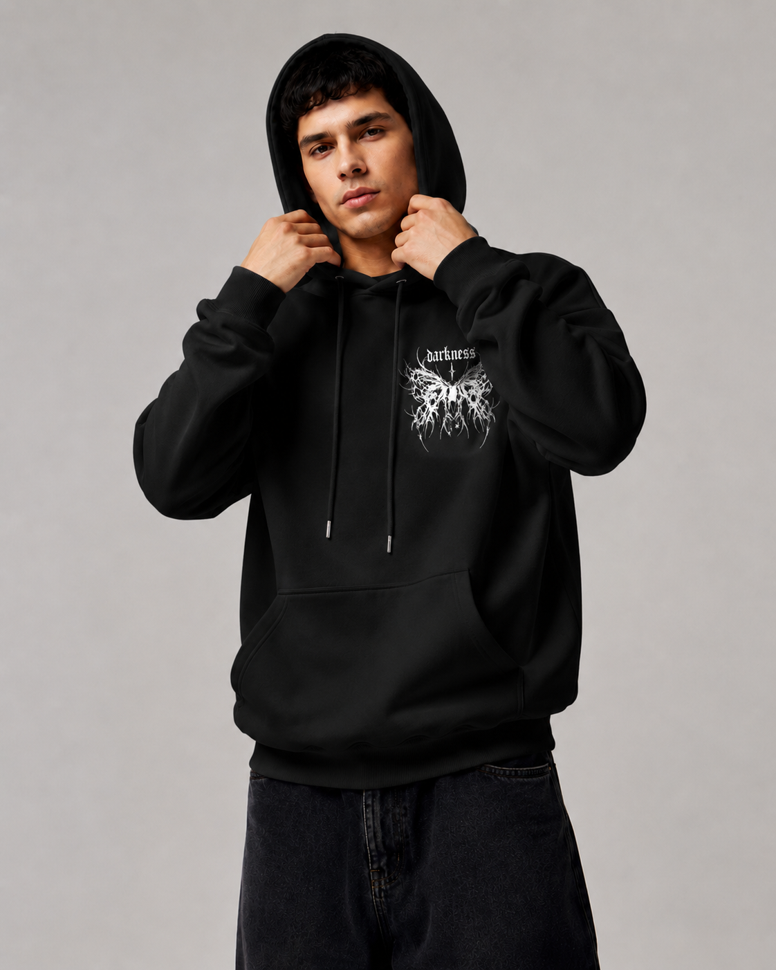 Men's Gothic Graphic Hoodie – Oversized Harajuku Hooded Sweatshirt Streetwear Pullover Hoodie