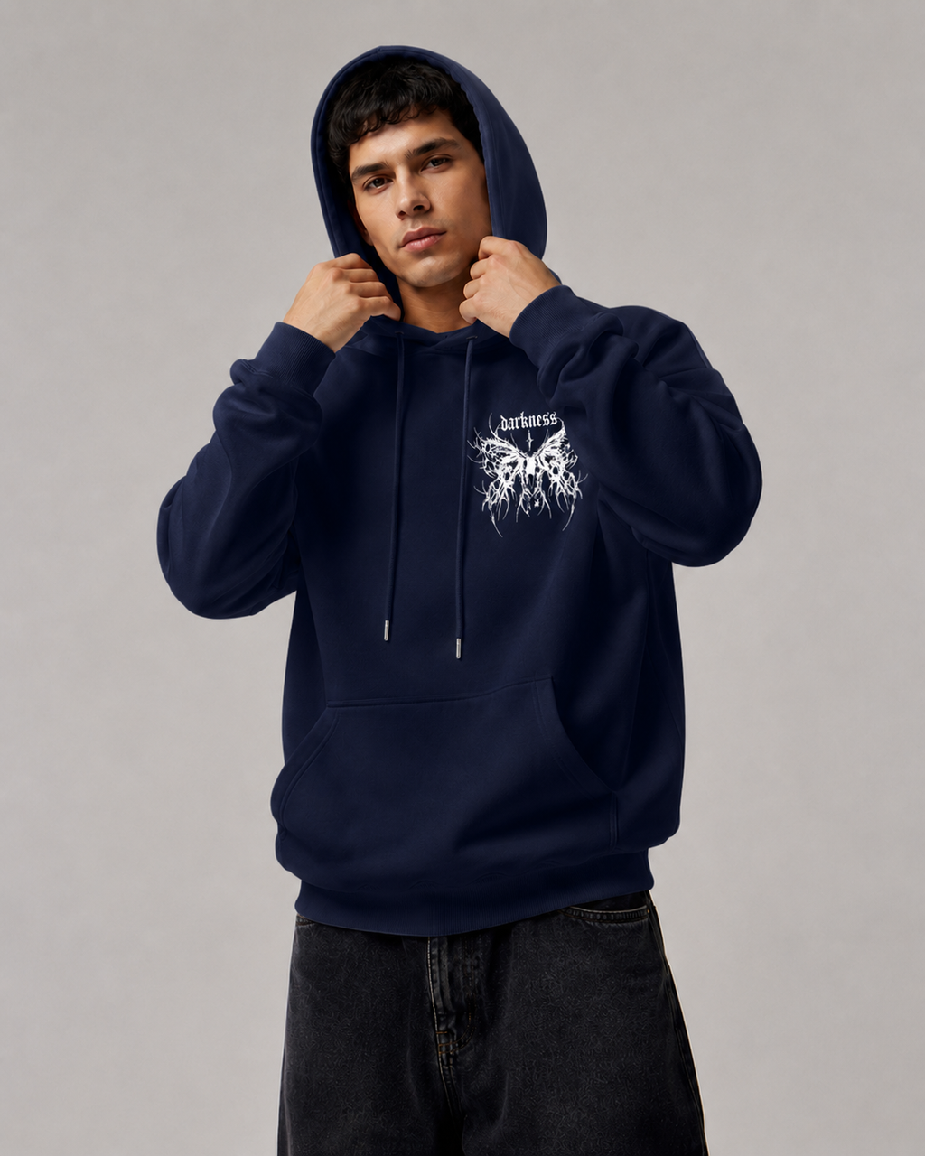 Men's Gothic Graphic Hoodie – Oversized Harajuku Hooded Sweatshirt Streetwear Pullover Hoodie