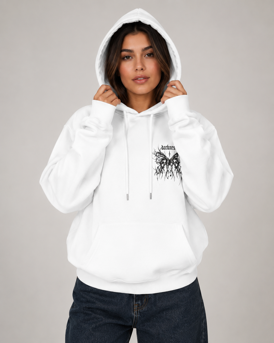 Women's Gothic Graphic Hoodie – Oversized Harajuku Hooded Sweatshirt Streetwear Pullover Hoodie