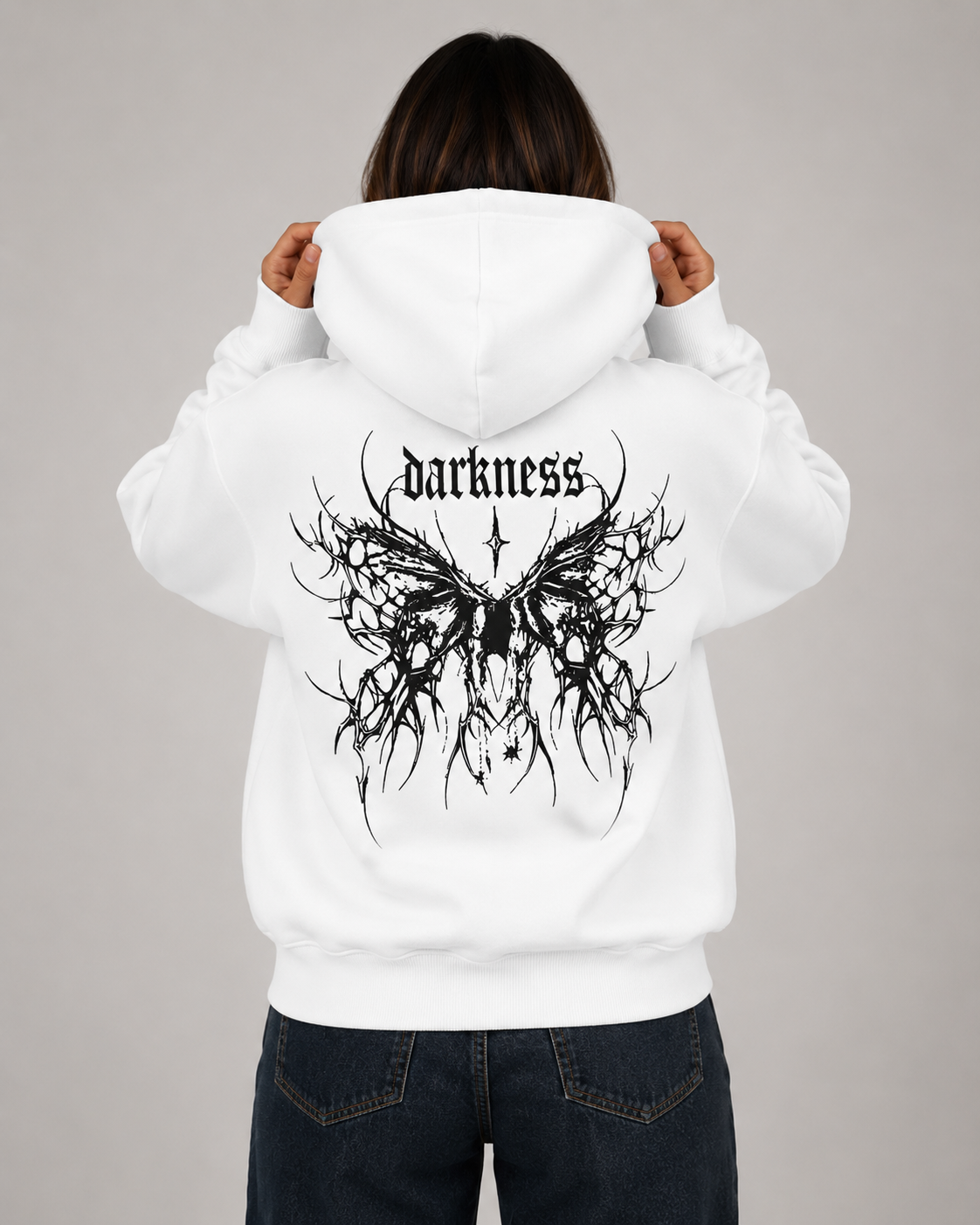 Women's Gothic Graphic Hoodie – Oversized Harajuku Hooded Sweatshirt Streetwear Pullover Hoodie