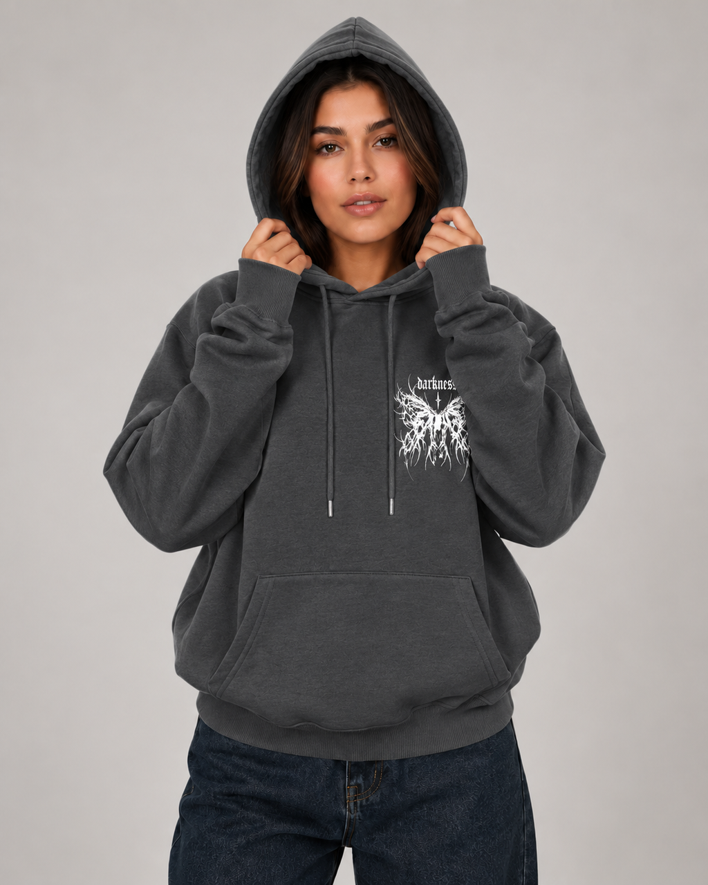 Women's Gothic Graphic Hoodie – Oversized Harajuku Hooded Sweatshirt Streetwear Pullover Hoodie