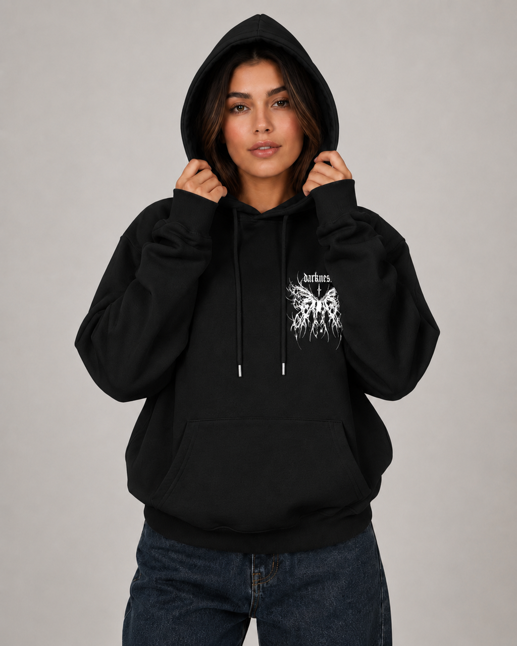 Women's Gothic Graphic Hoodie – Oversized Harajuku Hooded Sweatshirt Streetwear Pullover Hoodie