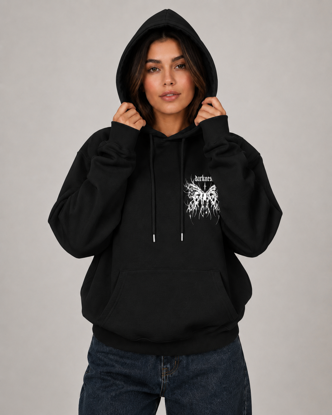Women's Gothic Graphic Hoodie – Oversized Harajuku Hooded Sweatshirt Streetwear Pullover Hoodie
