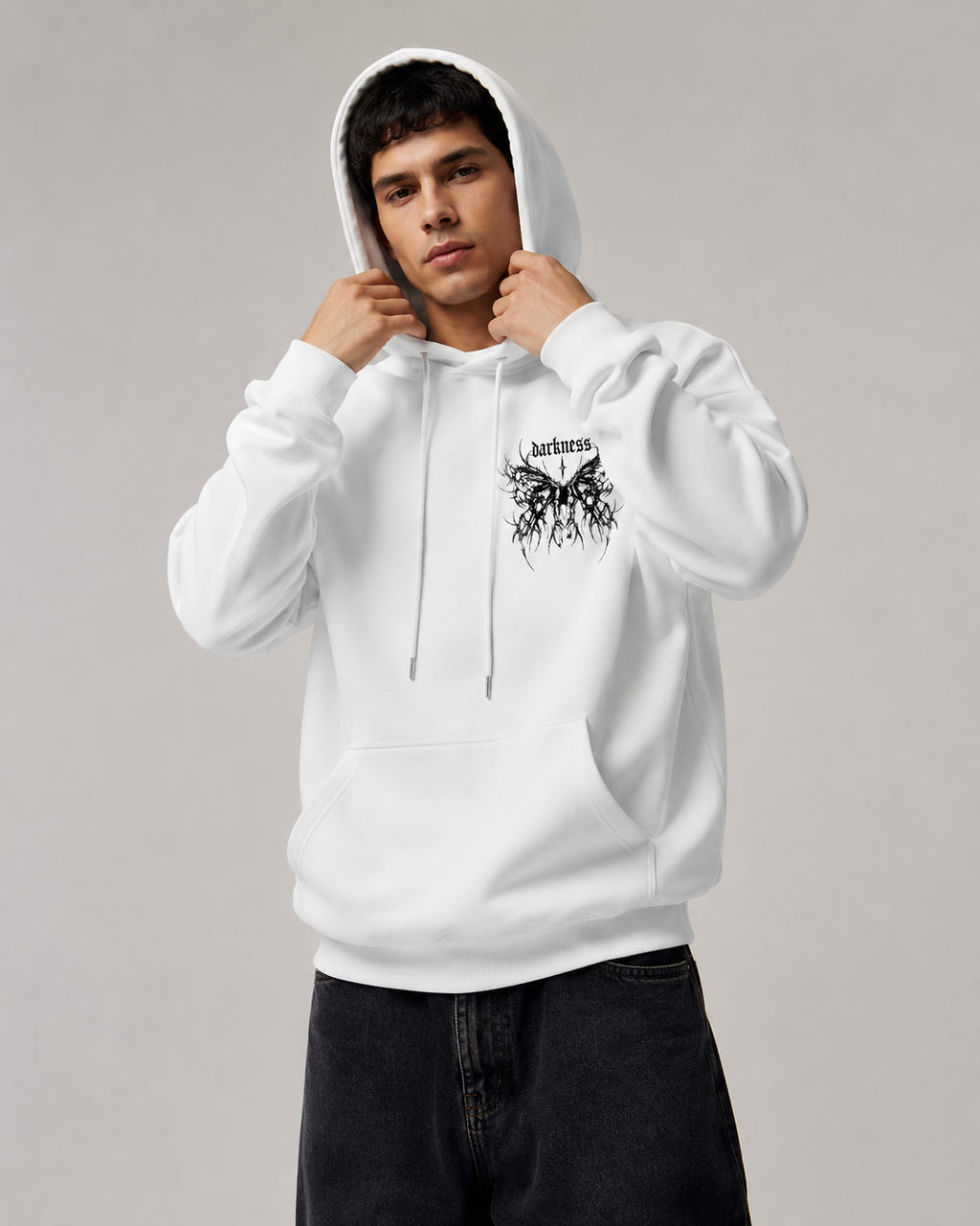 Men's Gothic Graphic Hoodie – Oversized Harajuku Hooded Sweatshirt Streetwear Pullover Hoodie