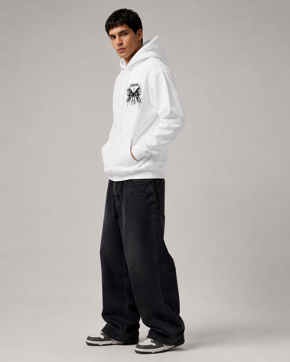 Men's Gothic Graphic Hoodie – Oversized Harajuku Hooded Sweatshirt Streetwear Pullover Hoodie