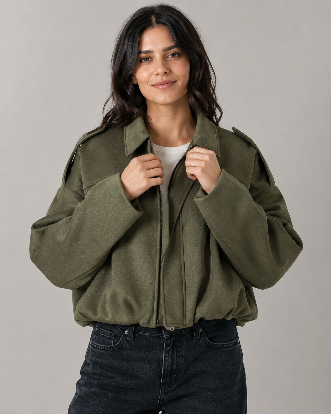 Women's Casual Bomber Jacket – Relaxed Fit Zip Up Casual Streetwear Lightweight Jacket