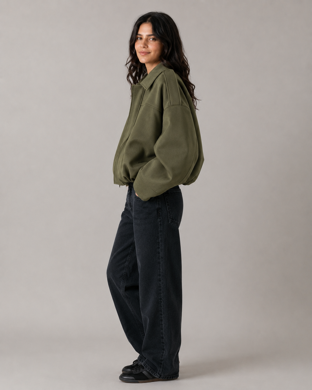 Women's Casual Bomber Jacket – Relaxed Fit Zip Up Casual Streetwear Lightweight Jacket