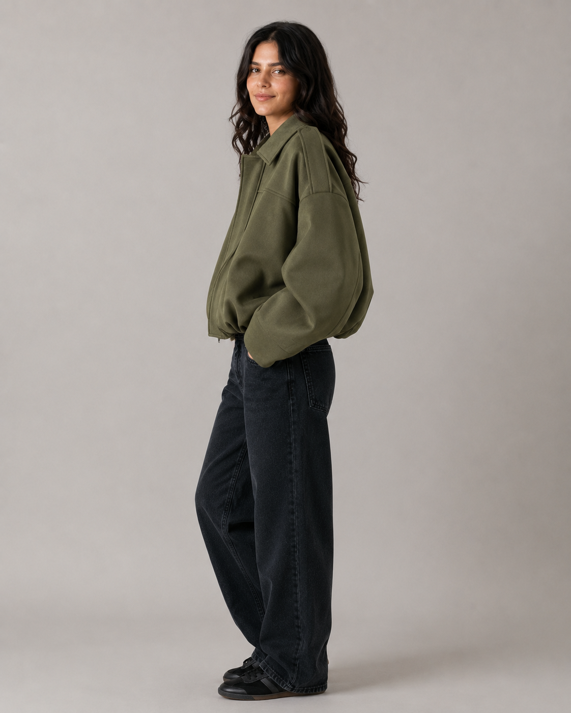 Women's Casual Bomber Jacket – Relaxed Fit Zip Up Casual Streetwear Lightweight Jacket