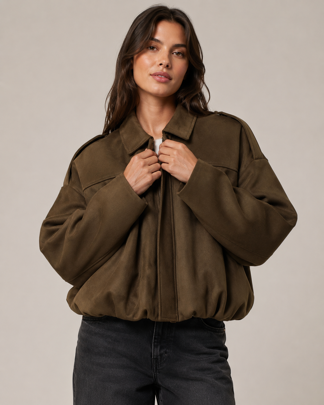 Women's Casual Bomber Jacket – Relaxed Fit Zip Up Casual Streetwear Lightweight Jacket