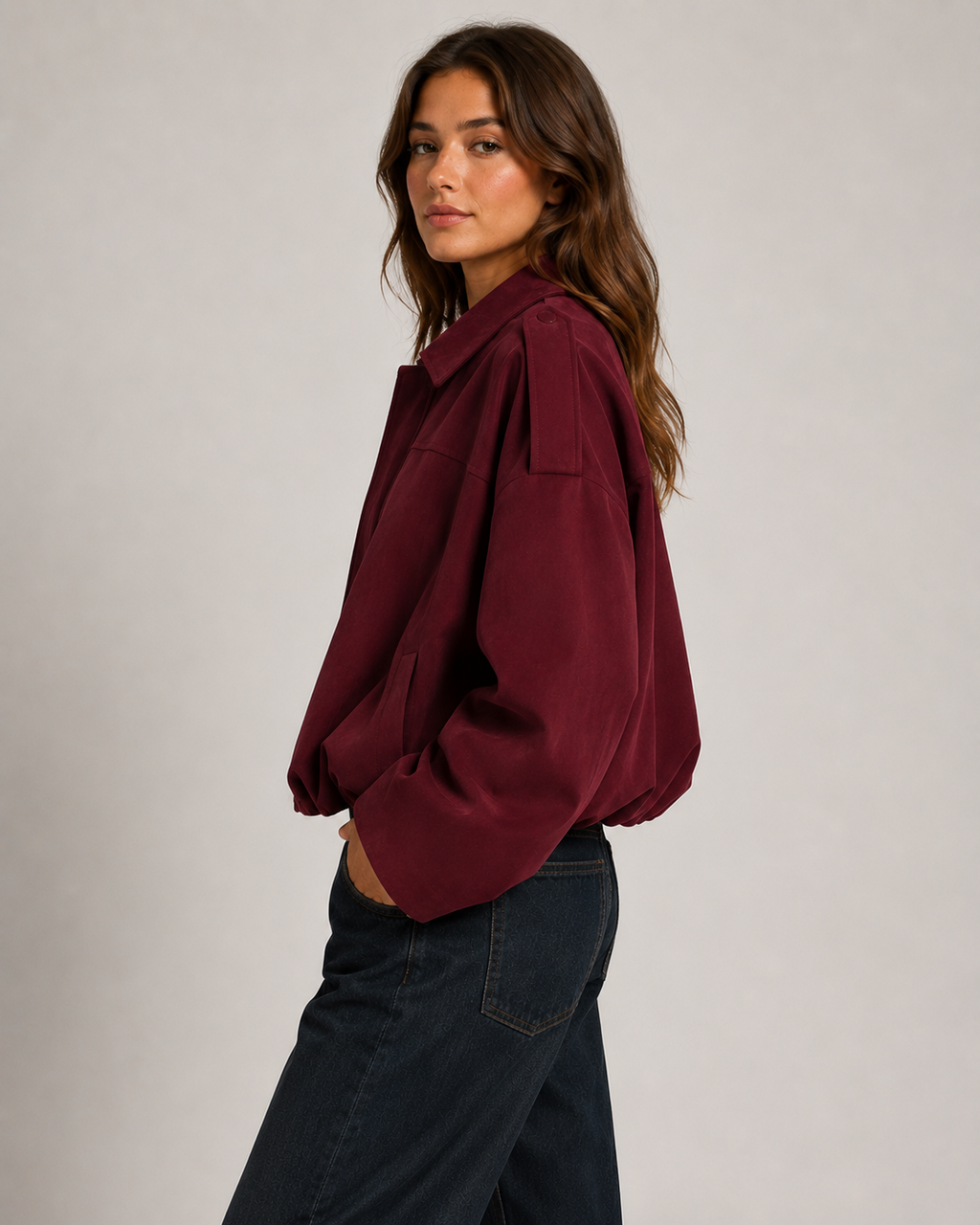 Women's Casual Bomber Jacket – Relaxed Fit Zip Up Casual Streetwear Lightweight Jacket