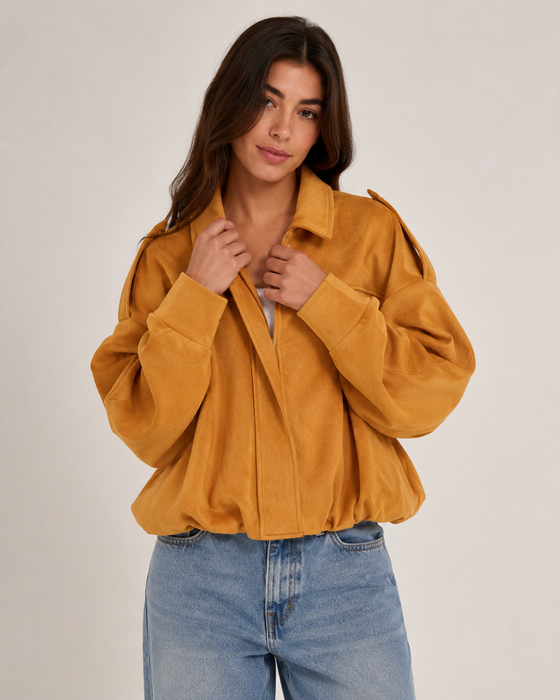 Women's Casual Bomber Jacket – Relaxed Fit Zip Up Casual Streetwear Lightweight Jacket