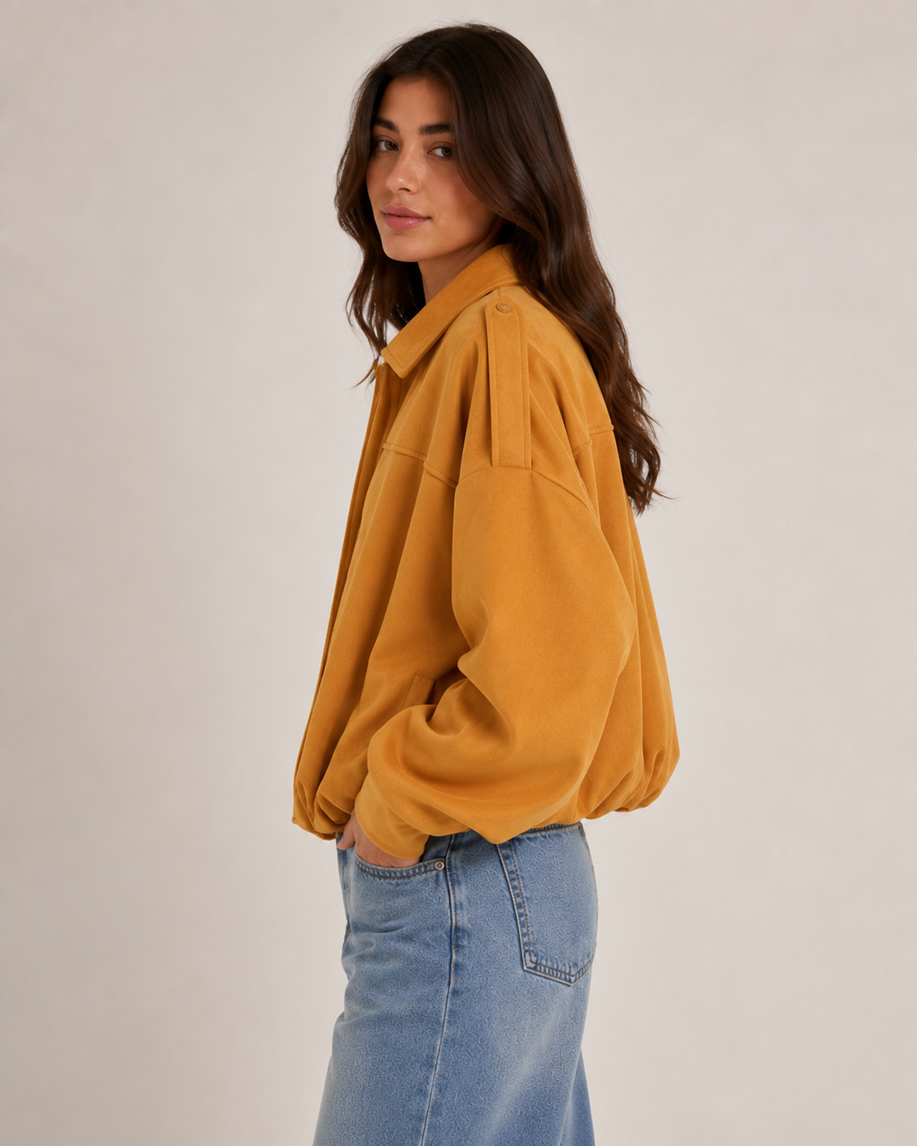 Women's Casual Bomber Jacket – Relaxed Fit Zip Up Casual Streetwear Lightweight Jacket